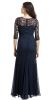 Round Neck Chiffon Panel Details Lace Formal Evening Gown  back